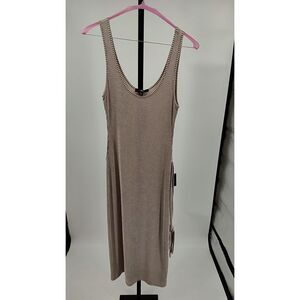 Lulu's Beige Ribbed Tank Midi Dress
